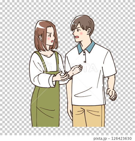 アニメ風の喧嘩をしている夫婦のイラスト 126423630