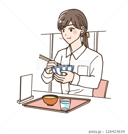 外食をしているビジネスマンの女性 外食をしているビジネスマンの女性 126423634