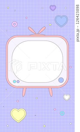 レトロでポップな可愛らしいテレビ型のフレームイラスト(透過・縦長) レトロでポップな可愛らしいテレビ型のフレームイラスト(透過・縦長) 126423898