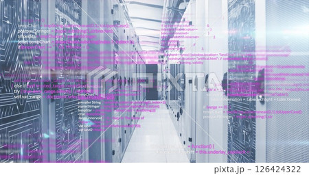 Image of data processing over server room 126424322
