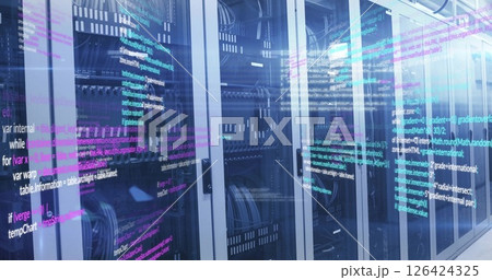 Image of data processing over server room 126424325