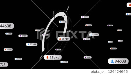 Image of media icons over scope scanning 126424646