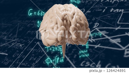 Brain image over mathematical equations and formulas 126424891