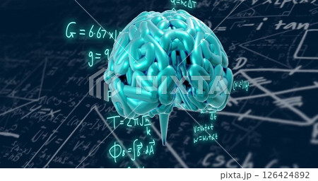 Brain image over mathematical equations and formulas 126424892