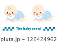 ハイハイする赤ちゃん水色ver. 126424962
