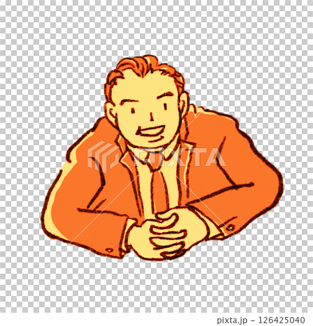 正在聊天的中年商人[鉛筆畫黃色] 126425040