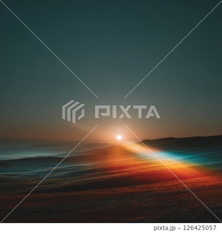 Vibrant Sunset Over Ocean Beach Landscape 126425057