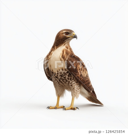 Red-Tailed Hawk on White Background 126425854