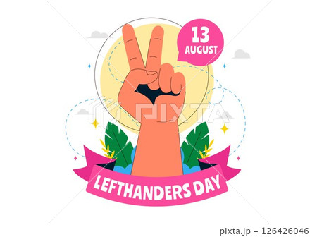 Happy Left Handers Day Celebration Vector Illustration Featuring the Awareness and Pride of Being Left Handed in a Flat Style Cartoon Background 126426046