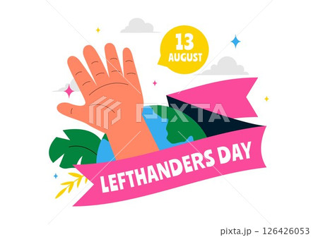 Happy Left Handers Day Celebration Vector Illustration Featuring the Awareness and Pride of Being Left Handed in a Flat Style Cartoon Background 126426053