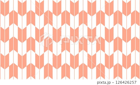 シンプル和柄　サーモンピンク色オレンジの背景イラスト　矢絣文様パターン着物柄　　 126426257