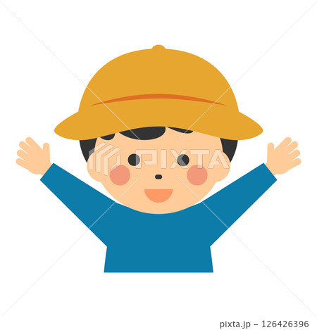 帽子をかぶって笑顔の男の子のイラスト 帽子をかぶって笑顔の男の子のイラスト 126426396