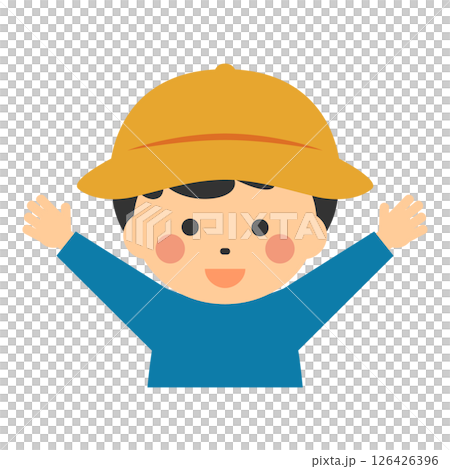 一個戴著帽子的微笑男孩的插圖 126426396
