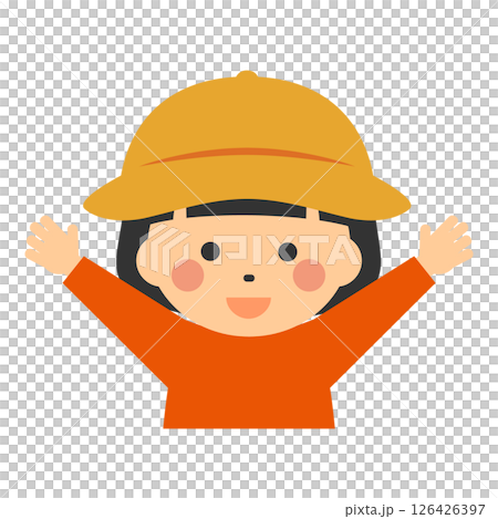 戴著帽子的微笑女孩的插圖 126426397