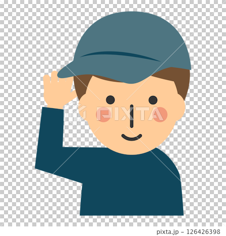 帽子をかぶって笑顔の男性のイラスト 126426398