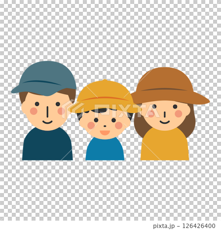 帽子をかぶって笑顔の親子のイラスト 帽子をかぶって笑顔の親子のイラスト 126426400