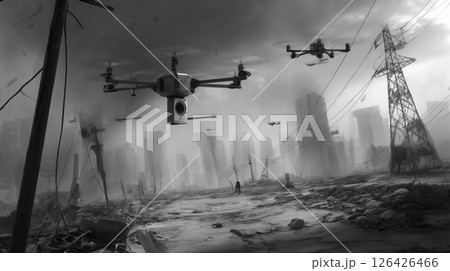 Surveillance Drones Over Wasteland Surveillance Drones Over Wasteland 126426466