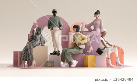 Modern Fashion Ensemble Display 126426494