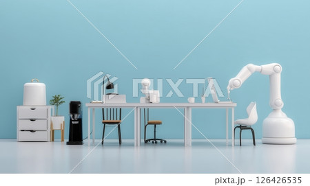 Futuristic Robotic Office Workspace 126426535