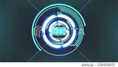 Image of scope scanning and battery charge data processing on green background 126426855