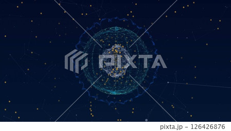 Image of light spots and globe on black background 126426876