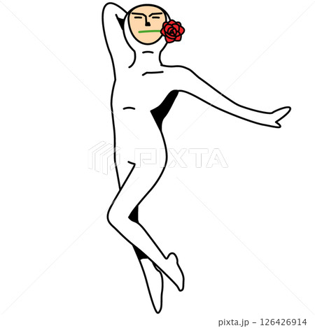 華麗なポーズを決める白い全身タイツの人 華麗なポーズを決める白い全身タイツの人 126426914