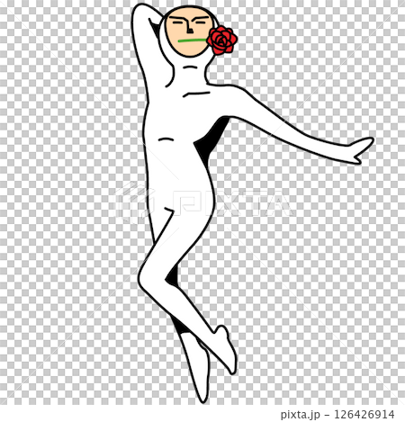 華麗なポーズを決める白い全身タイツの人 華麗なポーズを決める白い全身タイツの人 126426914