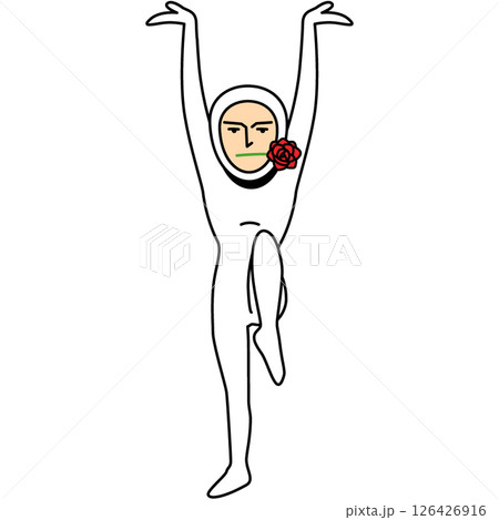 支えるポーズをする白い全身タイツの人 支えるポーズをする白い全身タイツの人 126426916