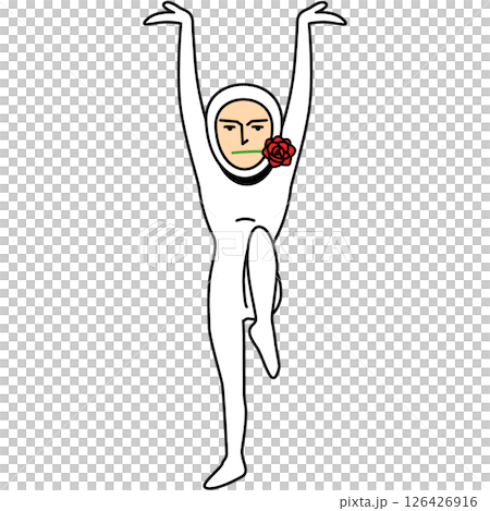 支えるポーズをする白い全身タイツの人 支えるポーズをする白い全身タイツの人 126426916