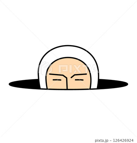 穴から顔を出す白い全身タイツの人 126426924