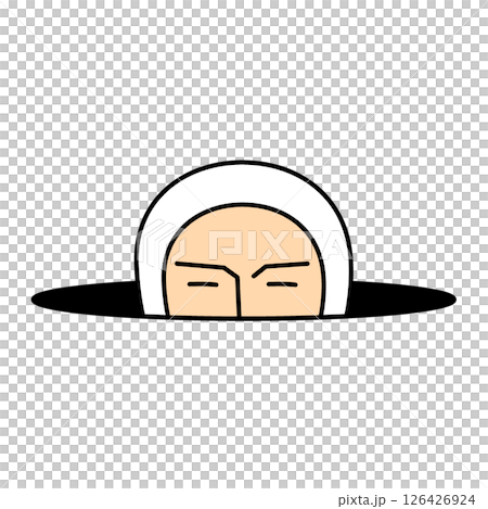 穴から顔を出す白い全身タイツの人 126426924