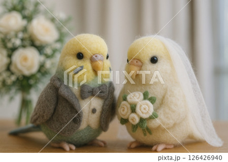 セキセイインコ×羊毛フェルト×結婚式 126426940