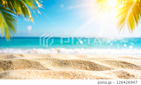キラキラな光と砂浜が広がるビーチの風景 126426947