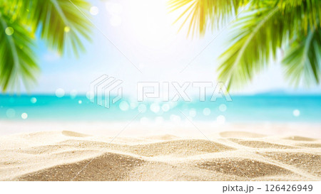 キラキラな光と砂浜が広がるビーチの風景 126426949