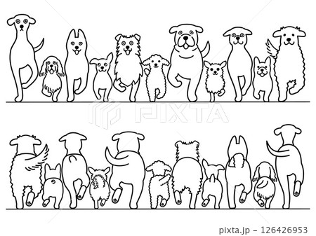 いろいろな犬のボーダーセット 126426953