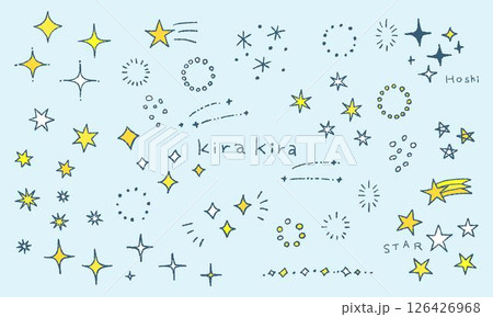 キラキラの手描きイラストセット 126426968