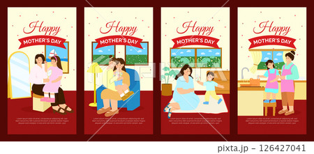 Mother Day celebration with heartwarming moments and family love. Vector illustration Mother Day celebration with heartwarming moments and family love. Vector illustration 126427041