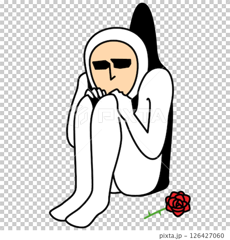 落ち込む白い全身タイツの人 126427060