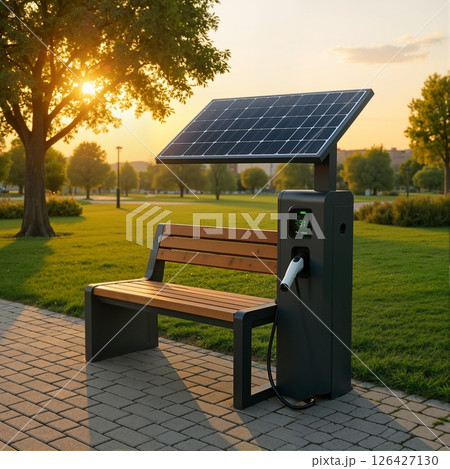 Solar panel smart bench park 126427130