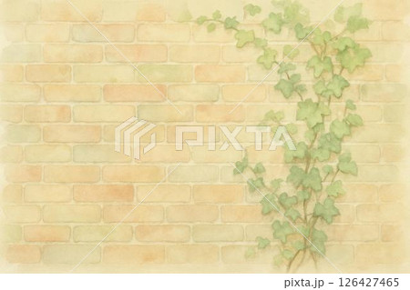 煉瓦壁・蔦・水彩画 126427465