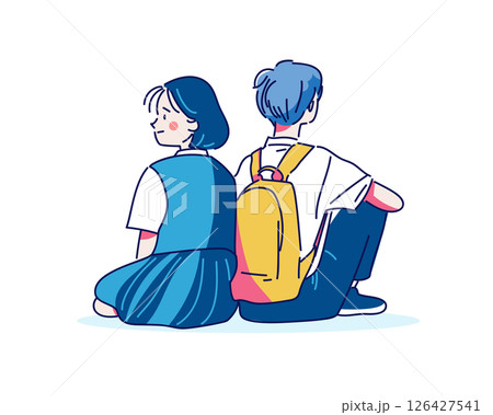 青春制服ペアの背中合わせ 126427541