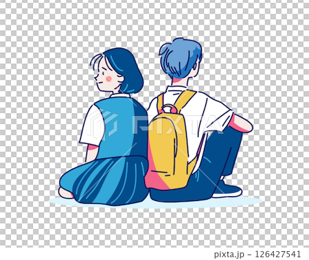 青春制服ペアの背中合わせ 126427541