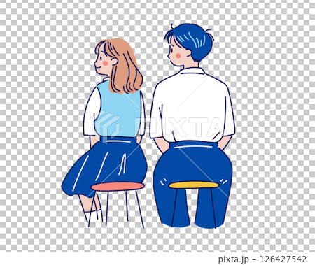 教室で並ぶ男女生徒 126427542