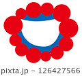 大阪EXPO万博スタイルの青と赤のイラストフレームベクター背景25 126427566