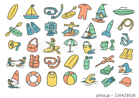 夏を彩るマリンスポーツ素材集 夏を彩るマリンスポーツ素材集 126428026