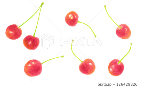 さくらんぼのアナログ水彩イラスト素材 126428826