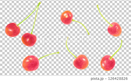 さくらんぼのアナログ水彩イラスト素材 126428826