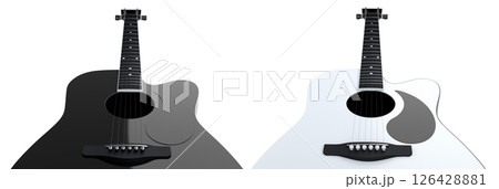 Set of electric acoustic guitar isolated on white transparent background. Set of electric acoustic guitar isolated on white transparent background. 126428881