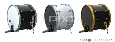 Set of drums with pedal on white background. 3d render of musical instrument 126428887