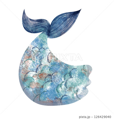 Beautiful and Elegant Watercolor Art Depicting a Stunning mermaid Tail in Vibrant Colors 126429040
